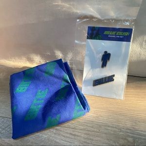 Billie Eilish Meet and Greet pin set and bandana merch bundle